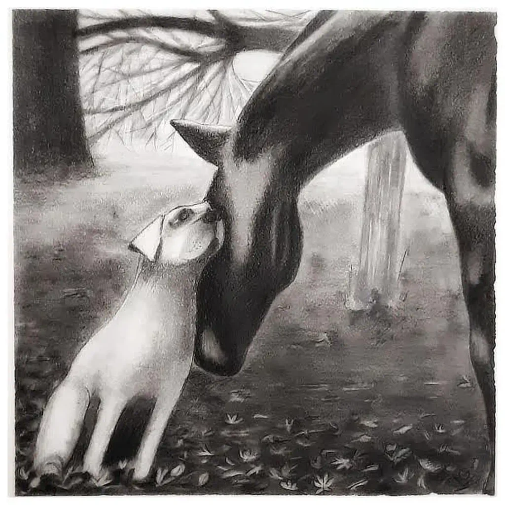 Larissa Gray Art - Drawing 02 - Dog and Horse drawing