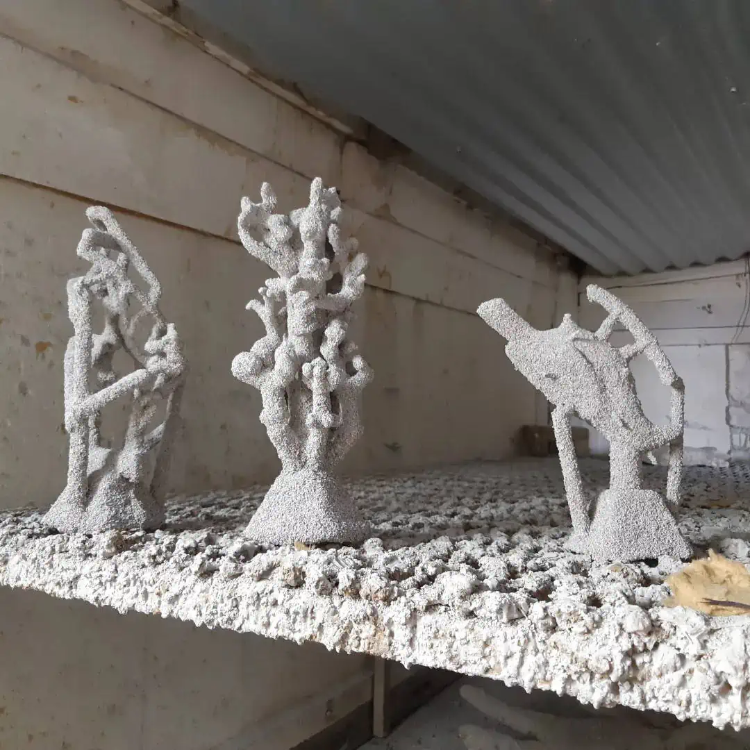 Larissa Gray Art - Process - Lost Wax - Bird sculpture in ceramic shell
